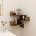 vidaXL Étagère d'angle murale Chêne fumé 40x40x50 cm Bois d'ingénierie