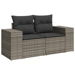 Ensemble de canapés de jardin vidaXL 14 pièces avec coussins gris poly rotin acacia