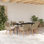 vidaXL Ensemble salle à manger jardin 7 pièces Rotin Polybeige