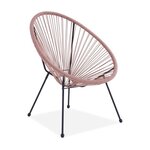 MANA Fauteuil design en forme d'oeuf - cordage en plastique rose pastel