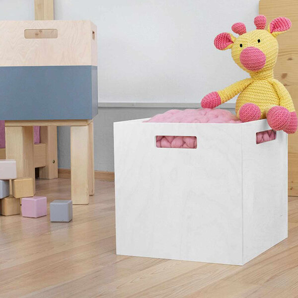 Boîte de rangement bois modèle 1 - poignées - Blanc - 33 x 33 x 37 cm