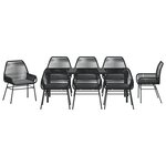 vidaXL Ensemble de Salle à Manger de Jardin 9 Pièces avec Coussins Noir Rotin Synthétique