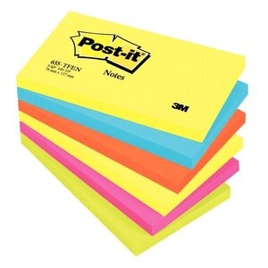 Lot de 6 blocs repositionnables 100 feuilles Post-it couleurs Energetic 76 x 127 mm
