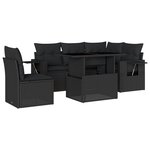 vidaXL Salon de jardin 6 Pièces avec coussins noir résine tressée