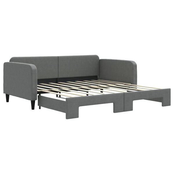 vidaXL Lit de jour avec lit gigogne gris foncé 90x190 cm tissu