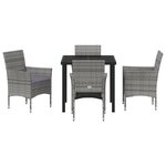 vidaXL Set de Salle à Manger de Jardin 5 Pièces Gris Rotin Poly