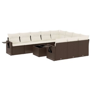 vidaXL Salon de jardin et coussins 11 Pièces marron résine tressée