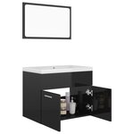 vidaXL Ensemble de meubles de salle de bain Noir brillant Aggloméré