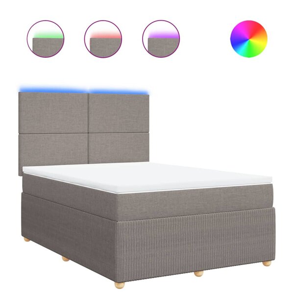 vidaXL Sommier à lattes de lit avec matelas Taupe 160x200 cm Tissu