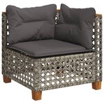 vidaXL Salon de jardin 9 Pièces avec coussins gris résine tressée