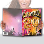MAXI Grande Carte Géante XXL pour ANNIVERSAIRE 20 ANS Mixte H/F + Enveloppe format 32x23cm - Ballons Chiffres Nombre Doré Fêter Danser Musique Ambiance Concert Festival - Fabriqué en France MX-5020