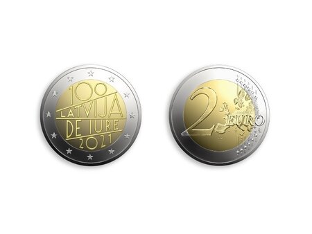 Pièce de monnaie 2 euro commémorative Lettonie 2021 – Reconnaissance de Jure