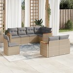 vidaXL Salon de jardin avec coussins 8 Pièces beige résine tressée