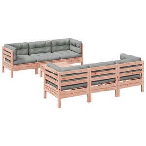 vidaXL Salon de jardin 7 Pièces et coussins bois massif sapin de douglas