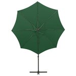 vidaXL Parasol déporté avec mât et lumières LED Vert 300 cm