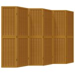 vidaXL Cloison de séparation 6 panneaux marron bois paulownia massif