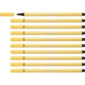 Stylo feutre Pen 68 jaune clair x 10 STABILO