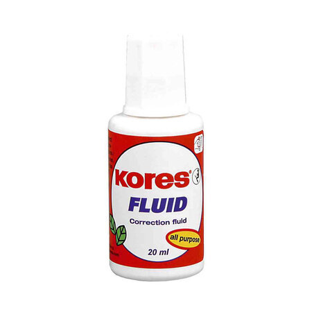 Correcteur liquide 'fluid' 20 ml à pinceau  blanc kores