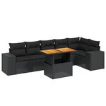 vidaXL Salon de jardin 7 Pièces avec coussins noir résine tressée