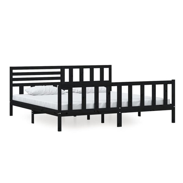 vidaXL Cadre de lit Noir Bois massif 200x200 cm