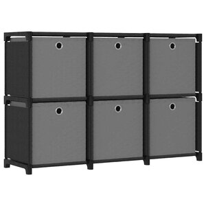 vidaXL Étagère d'affichage 6 cubes et boîtes Noir 103x30x72 5 cm Tissu