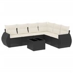 vidaXL Salon de jardin 7 Pièces avec coussins noir résine tressée