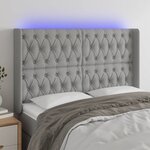 vidaXL Tête de lit à LED Gris clair 163x16x118/128 cm Tissu