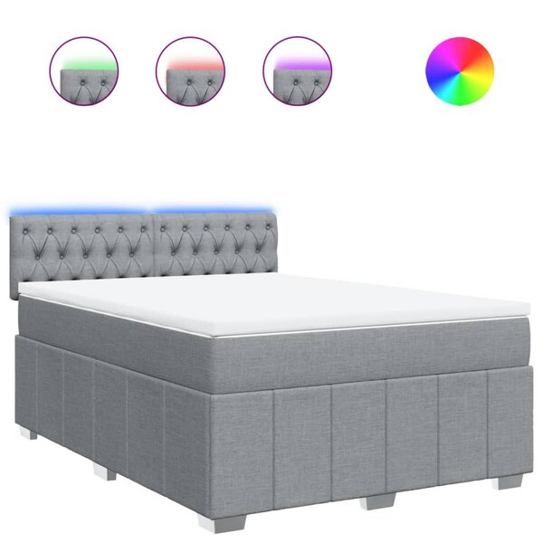 vidaXL Sommier à lattes de lit avec matelas Gris clair 160x200cm Tissu