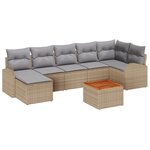 vidaXL Ensemble de 8 pièces de canapés de jardin avec coussins beige en rotin poly