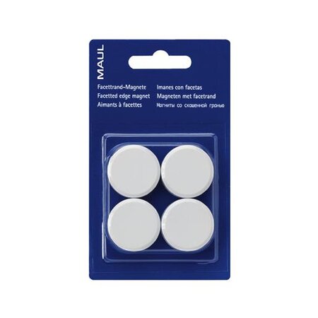 Blister de 4 Aimants ronds MAULpro 30 mm Puiss. 0,6 kg Blanc MAUL