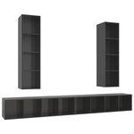 vidaXL Meubles TV muraux 4 Pièces Gris brillant Bois d'ingénierie