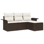 vidaXL Ensemble de canapé de jardin 4 pièces avec coussins marron en poly rotin