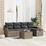 Ensemble de Canapés de Jardin vidaXL 6 Pièces avec Coussins Gris Rotin Poly
