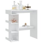 vidaXL Table de bar avec étagère de rangement Blanc Bois d'ingénierie