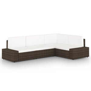 vidaXL Salon de jardin 4 Pièces avec coussins Marron Résine tressée