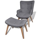 vidaXL Fauteuil avec repose-pied Gris Tissu