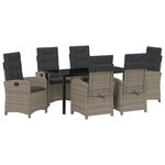 vidaXL Ensemble de repas de jardin 7 pièces avec coussins gris en rattan