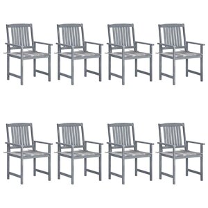 vidaXL Chaises de jardin et coussins lot de 8 Bois acacia solide Gris