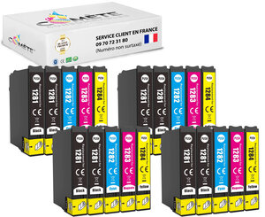 T1285 - 20 cartouches d'encre compatibles avec epson t1285 renard (t1281 t1282 t1283 t1284)  - 8 noirs 4 cyan 4 magenta 4 jaunes