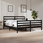 vidaXL Cadre de lit Noir Bois de pin massif 200x200 cm