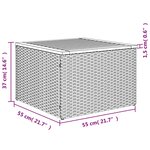 vidaXL Table de jardin gris 55x55x37 cm résine tressée et bois acacia