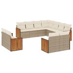 vidaXL Salon de jardin 11 Pièces avec coussins beige résine tressée