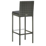 vidaXL Ensemble de bar de jardin 3 Pièces et coussins Résine tressée Gris