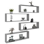 vidaXL Étagères murales cube 4 Pièces Sonoma gris 100x15x30 cm Bois