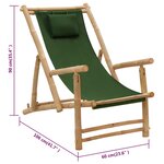 vidaXL Chaise de terrasse Bambou et toile Vert