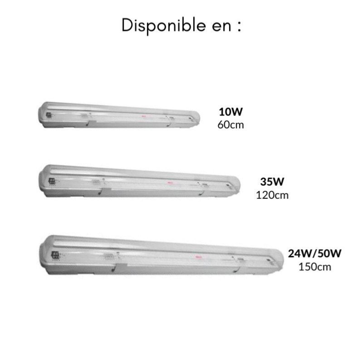 Kit de réglette led étanche double pour tubes t8 120cm ip65 (2 tubes néon  lumineuse led 120cm t8 20w inclus) - blanc chaud 2300k - - La Poste