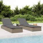 vidaXL Transats 2 Pièces avec table gris résine tressée