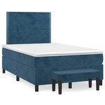 vidaXL Sommier à lattes de lit et matelas bleu foncé 120x190cm velours