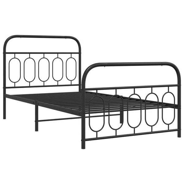 vidaXL Cadre de lit métal avec tête de lit/pied de lit noir 107x203 cm