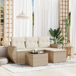 vidaXL Salon de jardin avec coussins 5 Pièces beige résine tressée